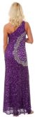 Long Sequined Formal Prom Dress with Rhinestones Waist back